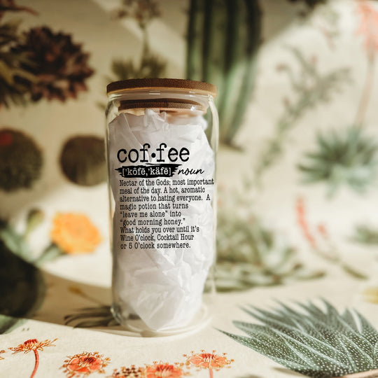 17oz Coffee Glass Tumbler With Bamboo Lid And Reusable Straw For Hot Cold