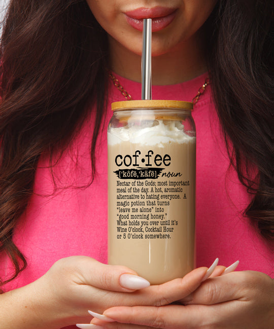 17oz Coffee Glass Tumbler With Bamboo Lid And Reusable Straw For Hot Cold