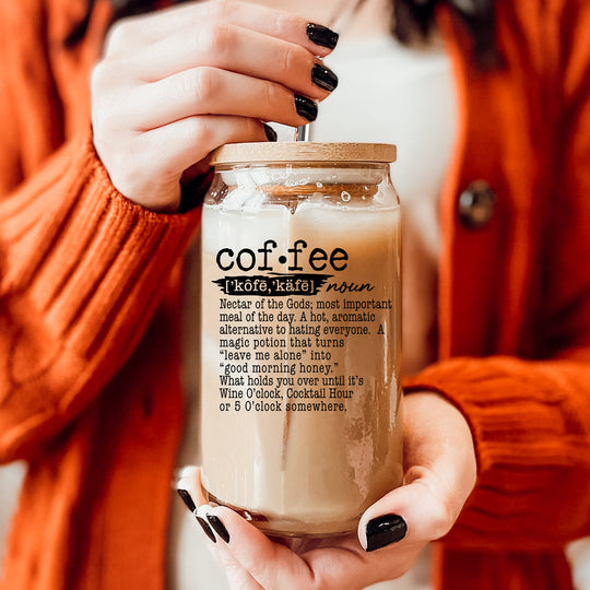 17oz Coffee Glass Tumbler With Bamboo Lid And Reusable Straw For Hot Cold