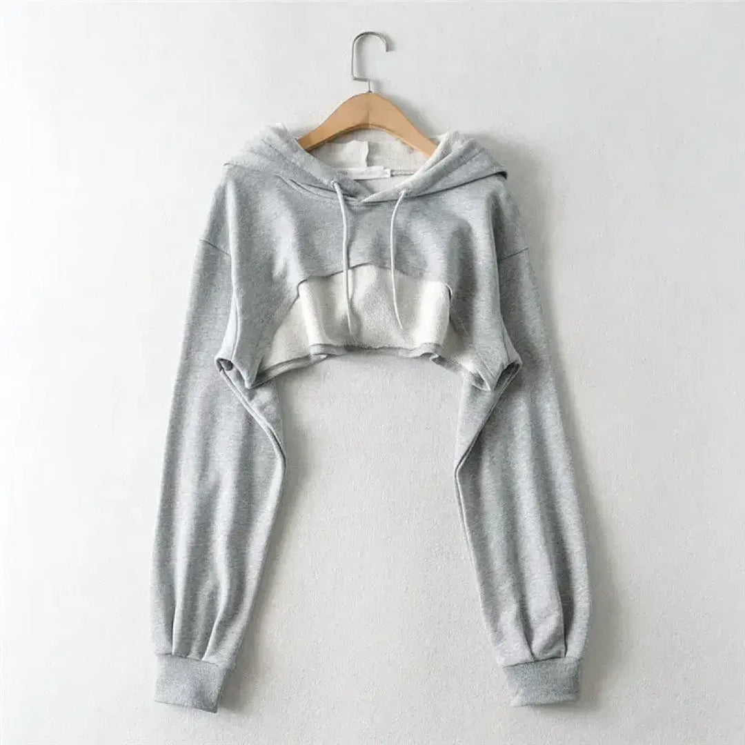 Cropped Hoodie with Raw Hem
