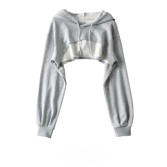 Cropped Hoodie with Raw Hem
