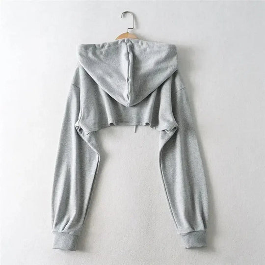 Cropped Hoodie with Raw Hem