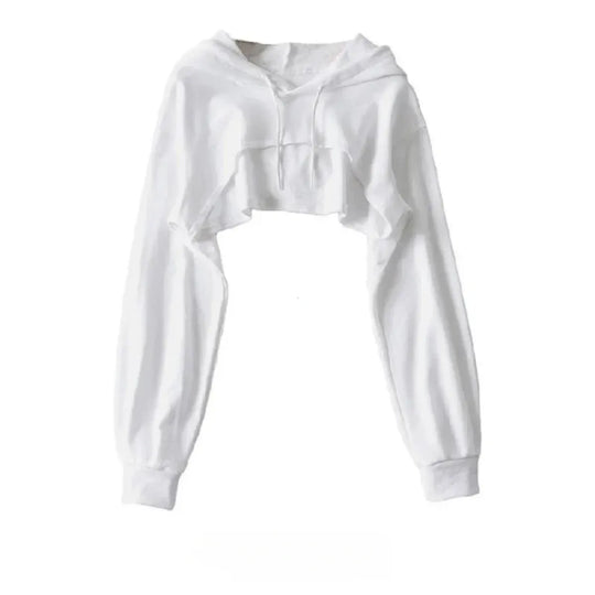 Cropped Hoodie with Raw Hem