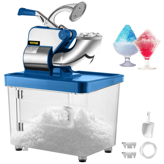 110V Commercial Ice Crusher 440LBS/H, ETL Approved 300W Electric Snow Cone Machine with Dual Blades, Stainless Steel Shaved Ice Machine with Safety On/Off Switch for Family, Restaurants, Bars
