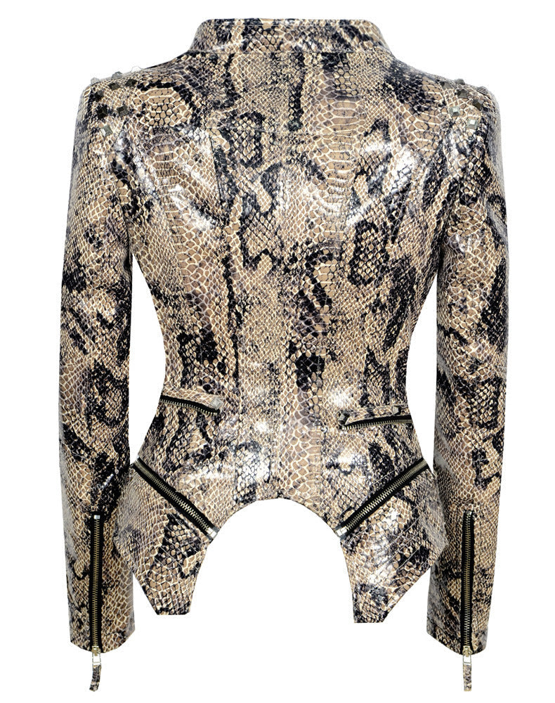 Women's Rivet Slim Washed Leather Motorcycle Jacket