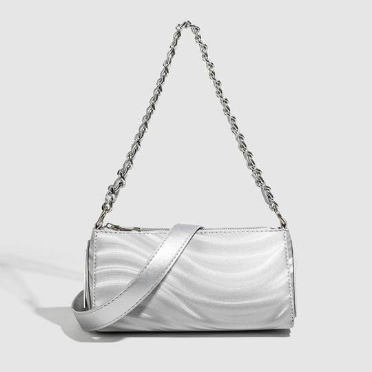 Women's versatile design crossbody bag, chain silver shoulder bag, small metallic purse crossbody