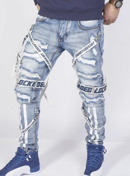 White High-end Denim Men's Pants