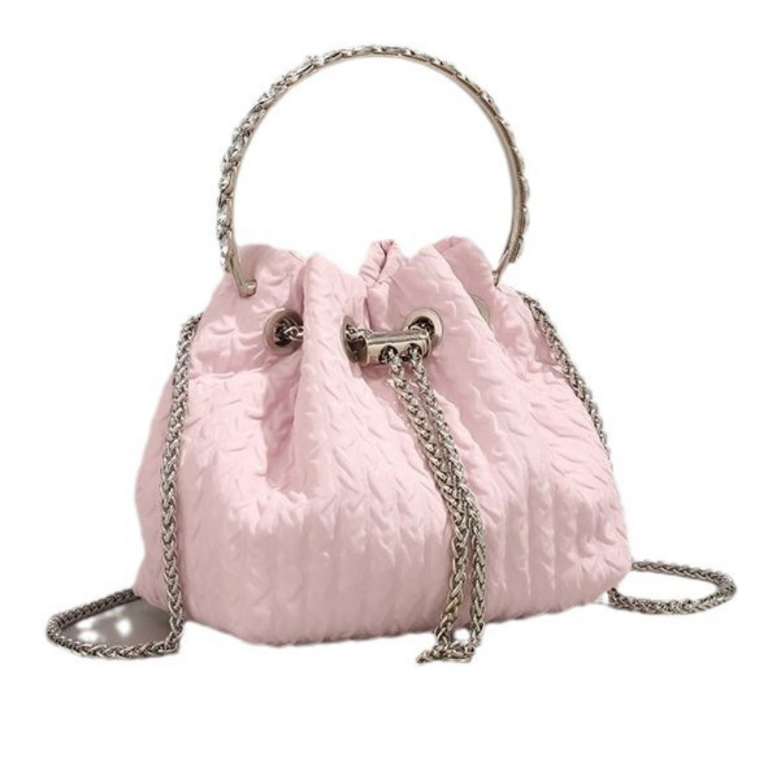 Rhinestone chain handbag women, fashion drawstring bucket bag evening clutch purse party Prom bag Party purse Prom bags clutches