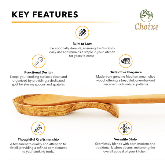 Olive Wood Spoon Rest Handmade Mediterranean Kitchen Countertop Utensil Holder