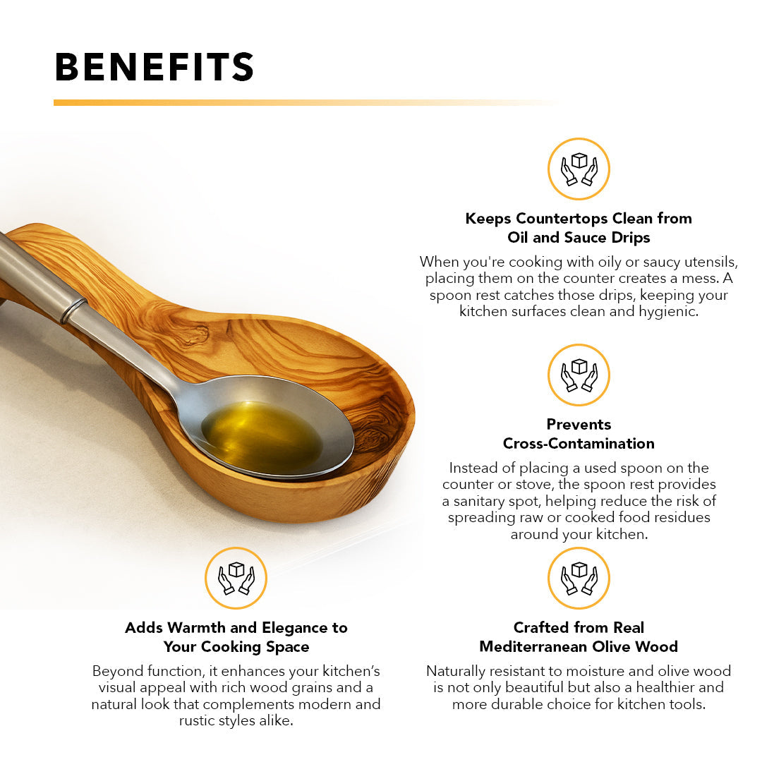 Olive Wood Spoon Rest Handmade Mediterranean Kitchen Countertop Utensil Holder