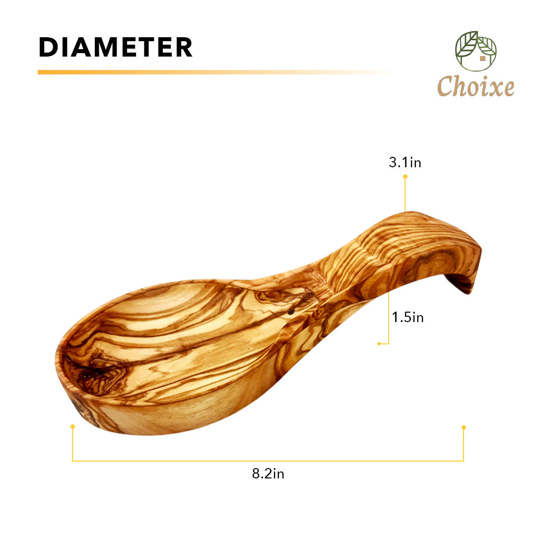 Olive Wood Spoon Rest Handmade Mediterranean Kitchen Countertop Utensil Holder