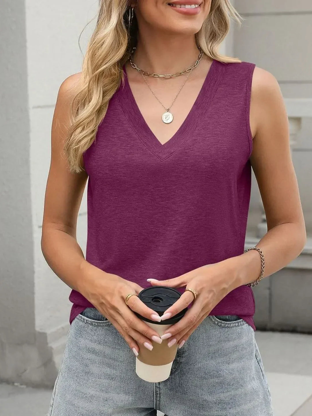Classic V-Neck Sleeveless Tank Top