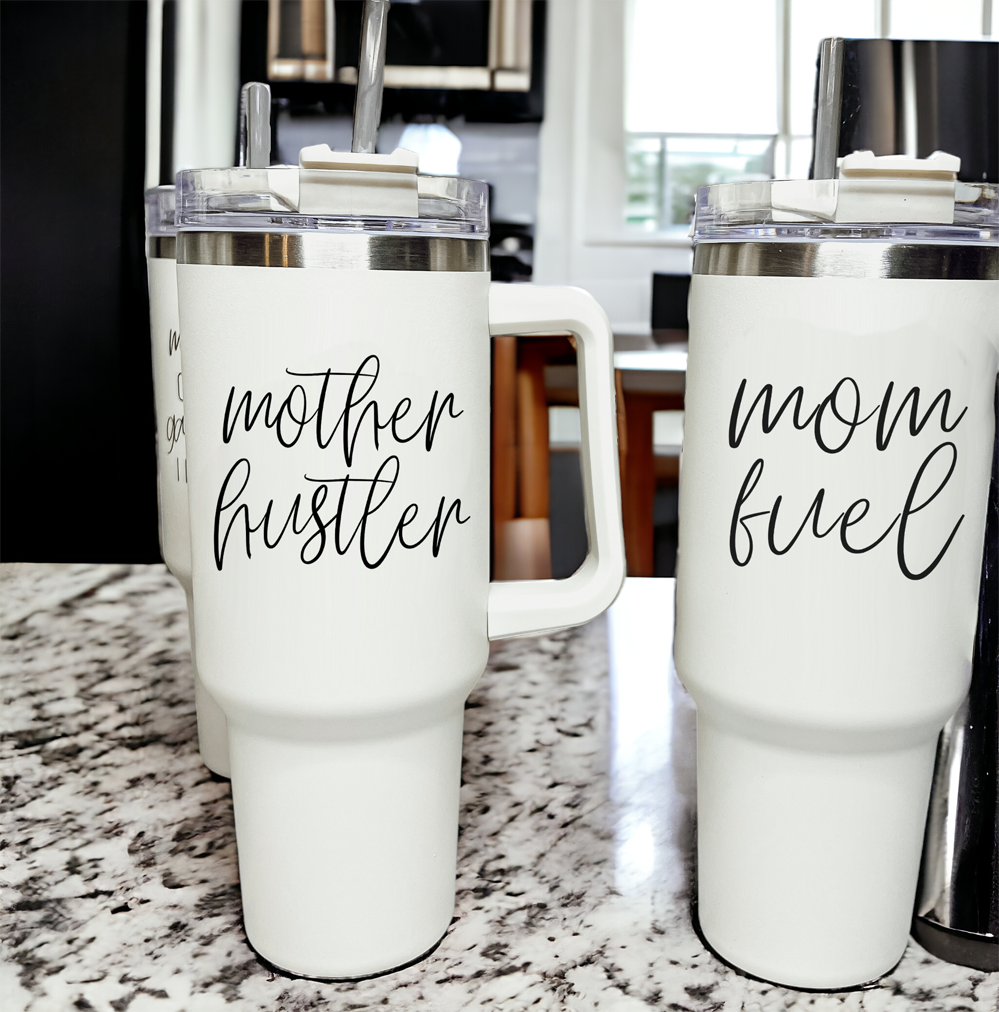 Mother Hustler 40oz Tumbler For Moms Personal Insulated Straw Cup Travel Mug
