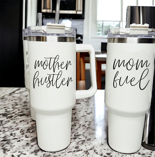 Mother Hustler 40oz Tumbler For Moms Personal Insulated Straw Cup Travel Mug