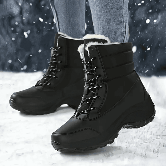 Women’s Waterproof Snow Boots – Warm Fur Platform Winter Shoes with Non-Slip Wedge Sole