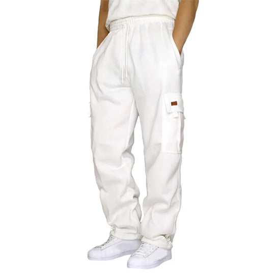 Men's Drawstring Cargo Pants – Loose Fit Wide-Leg Sweatpants