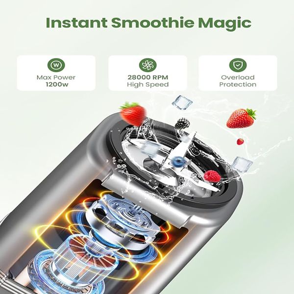 1200W Blender for Shakes and Smoothies, VEWIOR Personal Blender with 6 Blades, 22 oz * 2 B PA-F ree To-go Cups, 3 Mode Controls for Kitchen (Banned by A mazon)