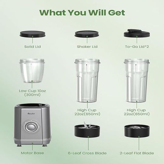 1200W Blender for Shakes and Smoothies, VEWIOR Personal Blender with 6 Blades, 22 oz * 2 B PA-F ree To-go Cups, 3 Mode Controls for Kitchen (Banned by A mazon)