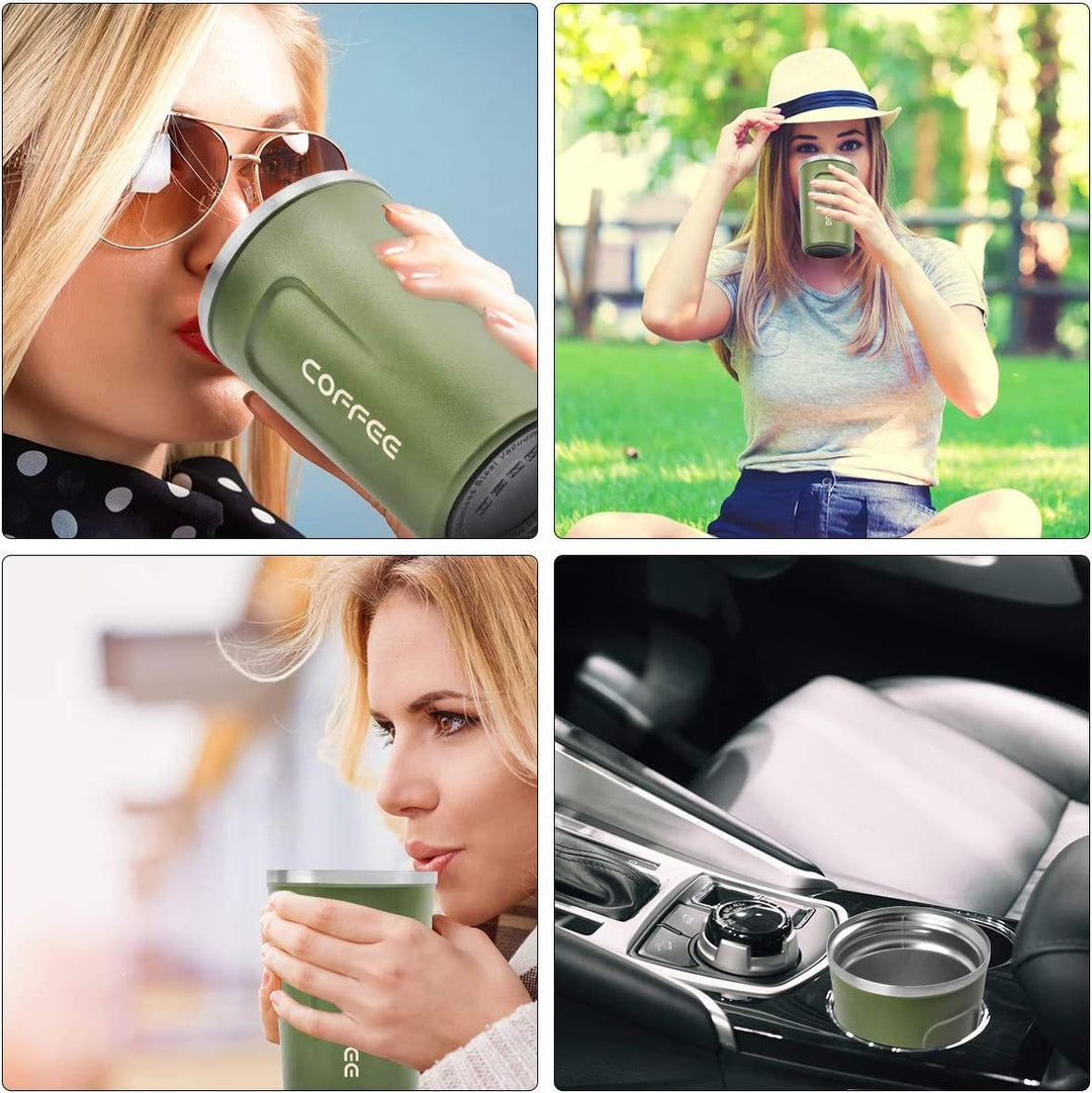 12 oz Stainless Steel Vacuum Insulated Tumbler - Coffee Travel Mug Spill Proof with Lid - T hermos Cup for Keep Hot/Ice Coffee; Tea and Beer