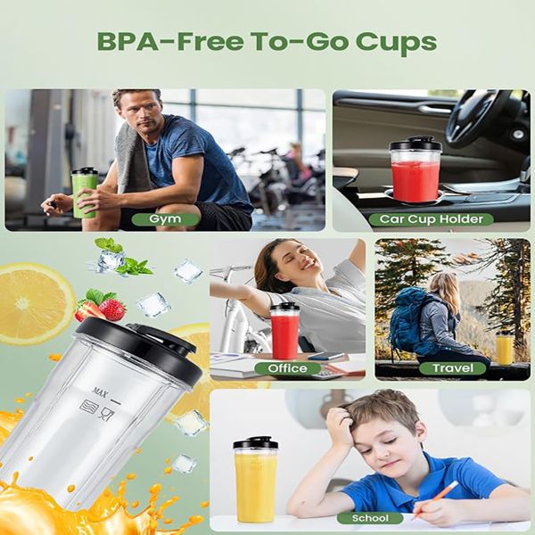 1200W Blender for Shakes and Smoothies, VEWIOR Personal Blender with 6 Blades, 22 oz * 2 B PA-F ree To-go Cups, 3 Mode Controls for Kitchen (Banned by A mazon)
