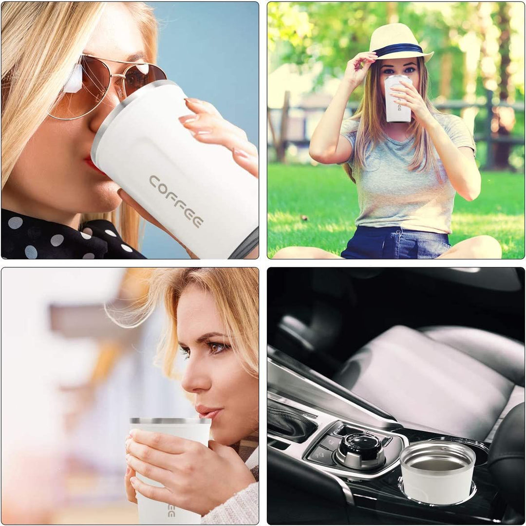 12 oz Stainless Steel Vacuum Insulated Tumbler - Coffee Travel Mug Spill Proof with Lid - T hermos Cup for Keep Hot/Ice Coffee; Tea and Beer