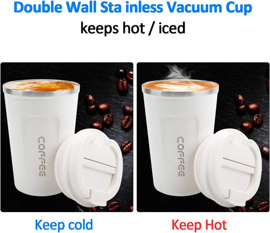 12 oz Stainless Steel Vacuum Insulated Tumbler - Coffee Travel Mug Spill Proof with Lid - T hermos Cup for Keep Hot/Ice Coffee; Tea and Beer