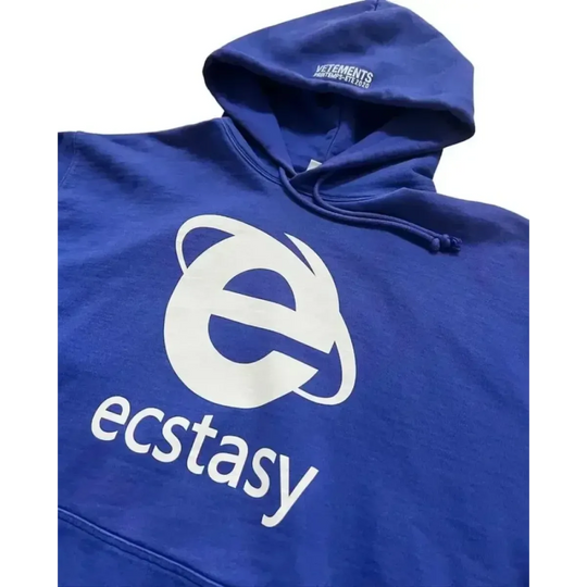 Ecstasy Print Oversized Hoodie - Harajuku Streetwear Pullover for Men & Women