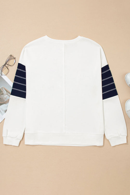 Colorblock Reverse Seam Patch Pocket Drop Shoulder Sweatshirt