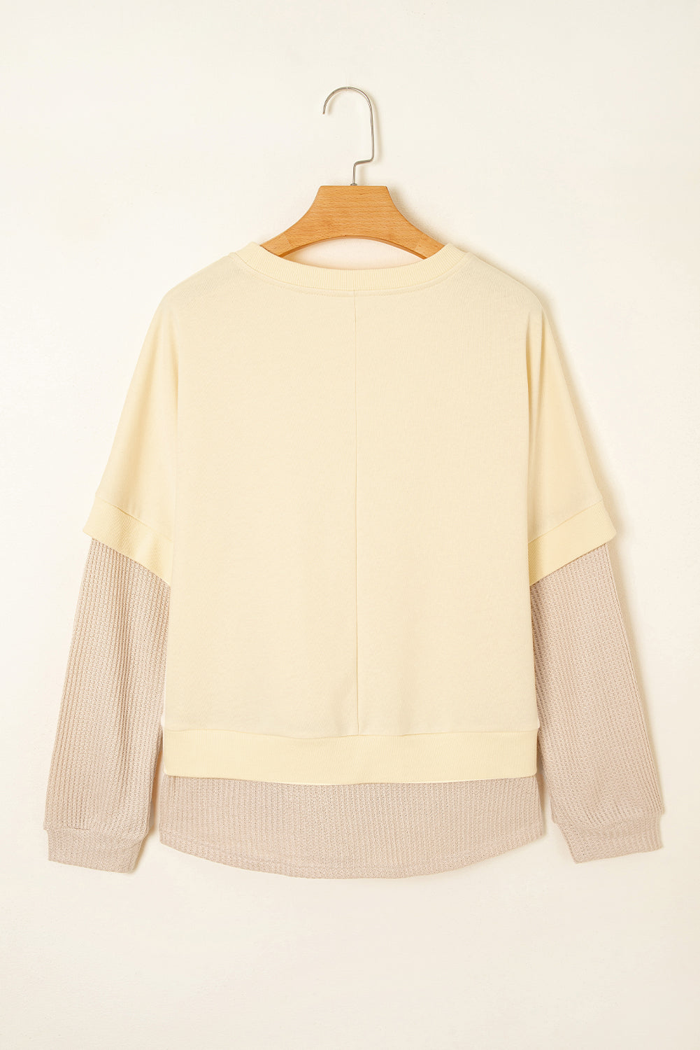 Solid Faux Layered Patchwork Crewneck Sweatshirt