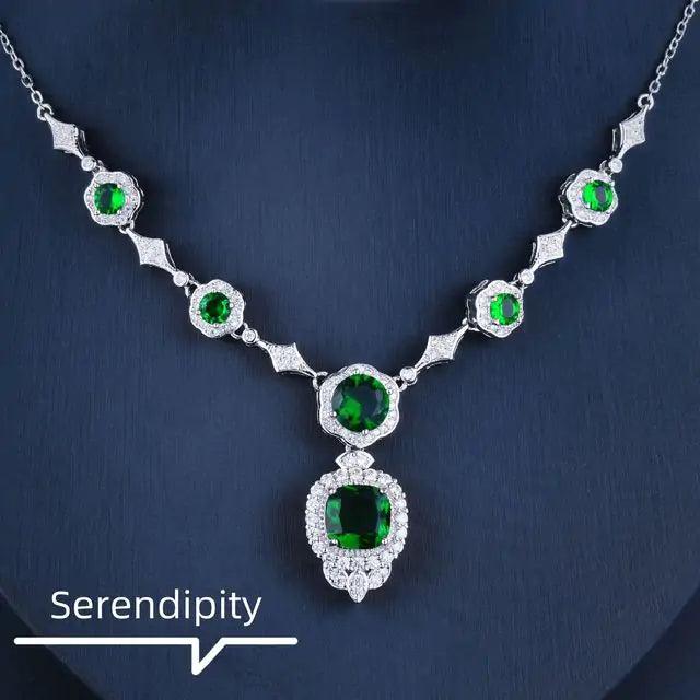 Emerald Elegance White Gold Necklace