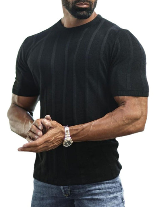 Men's Plus Size Striped Round Neck Short Sleeve T-Shirt