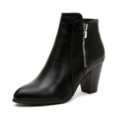 PU Leather Block Heel Boots