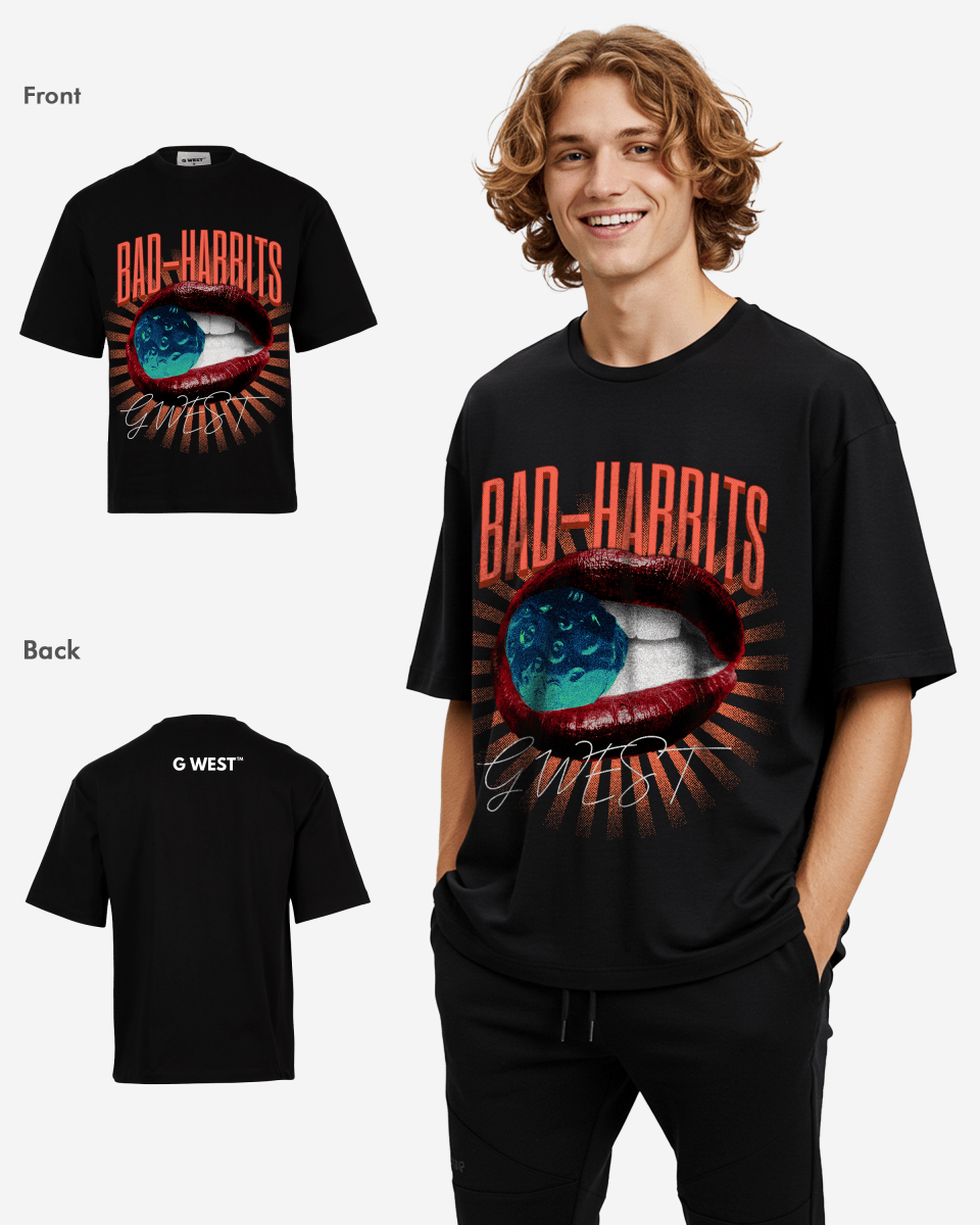 G-WEST BAD HABBITS OVERSIZED T-Shirt Mens