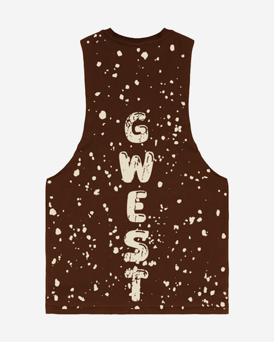G  WEST LOGO MENS BROWN TANKS