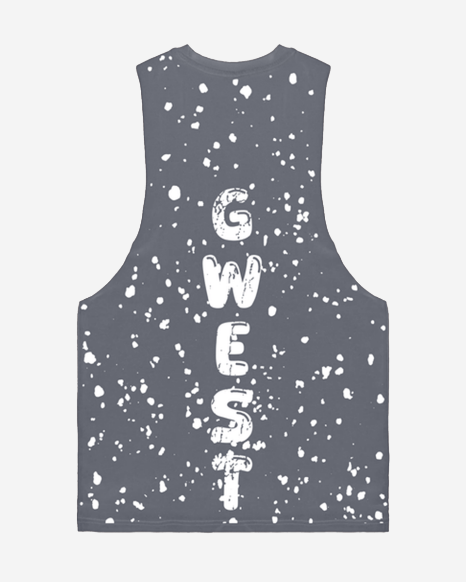 G  WEST LOGO MENS GREY TANKS
