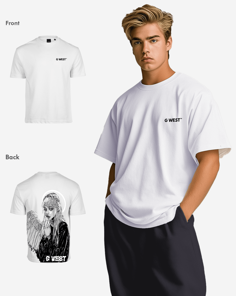 G West Mens Oversized Angel Girl Tee