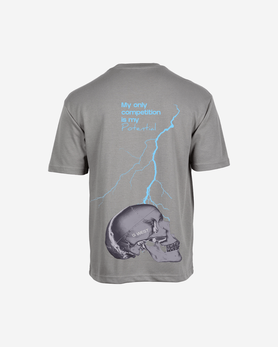 G-West G West Oversized Lighting Skull T-Shirt Mens