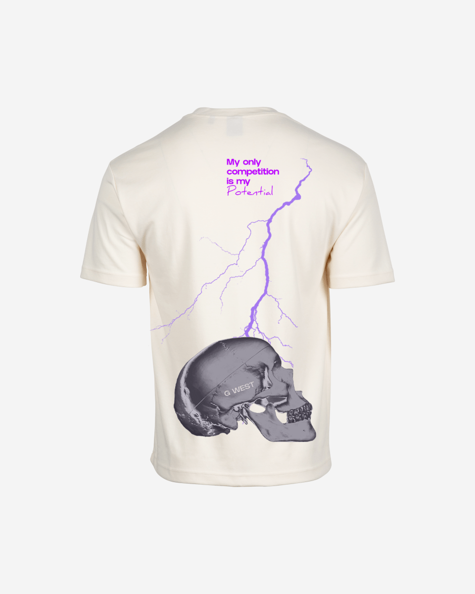 G-West G West Oversized Lighting Skull T-Shirt Mens