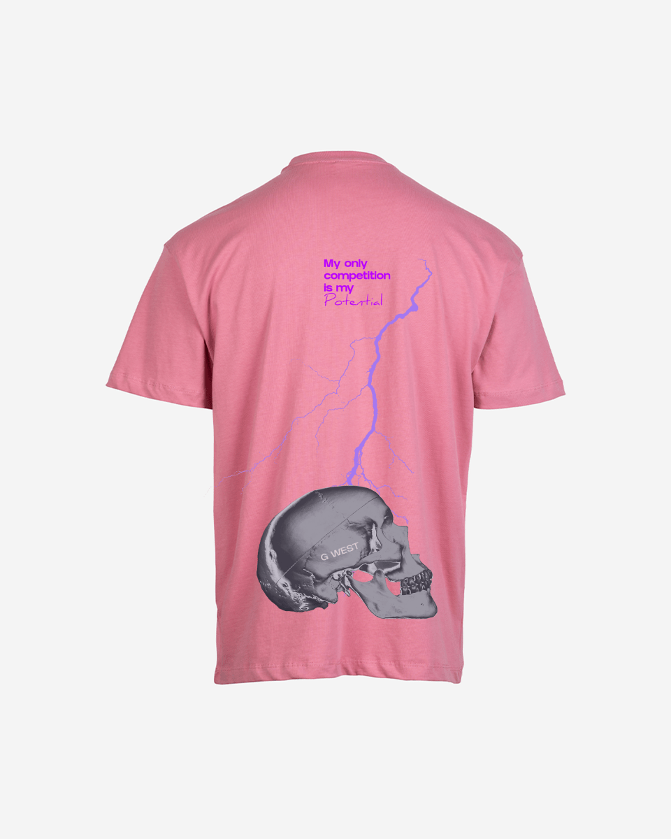 G-West G West Oversized Lighting Skull T-Shirt Mens