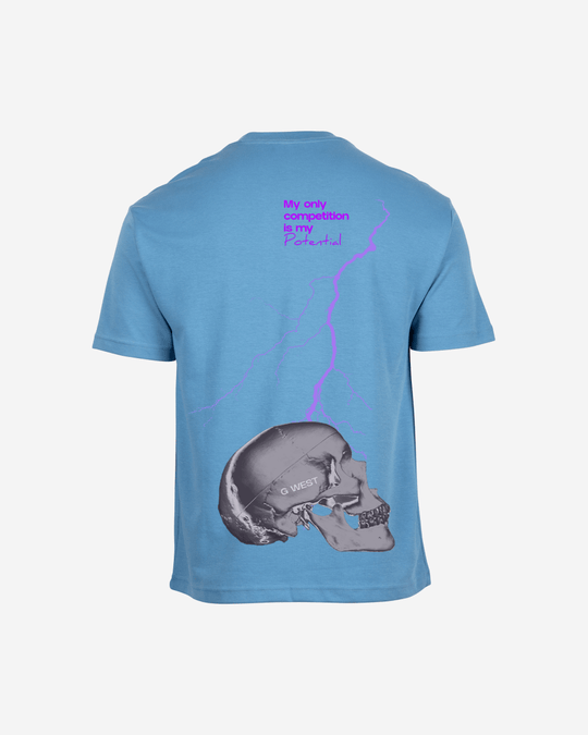 G-West G West Oversized Lighting Skull T-Shirt Mens