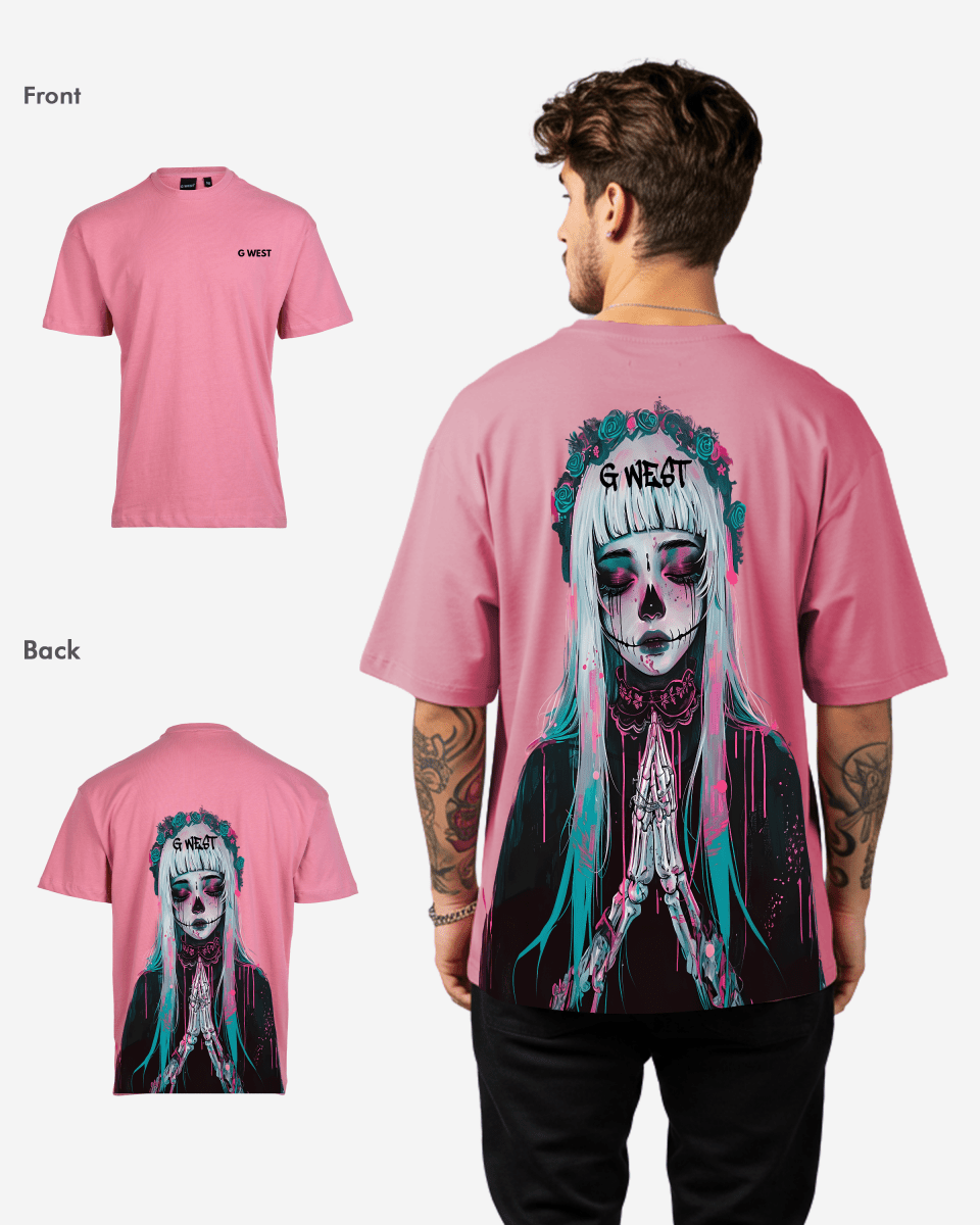 G West Mens Oversized Praying Girl T Shirt