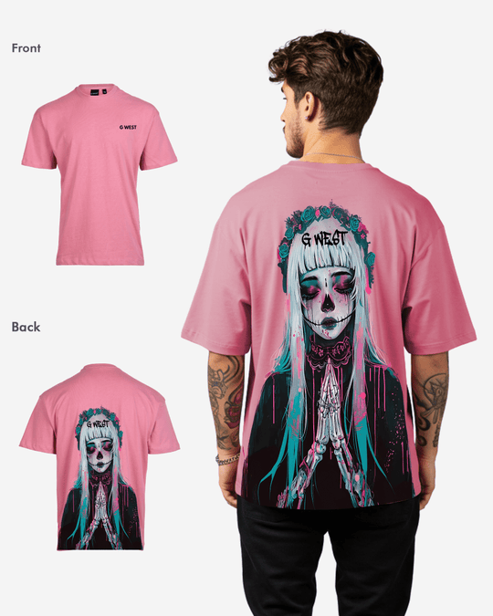 G West Mens Oversized Praying Girl T Shirt
