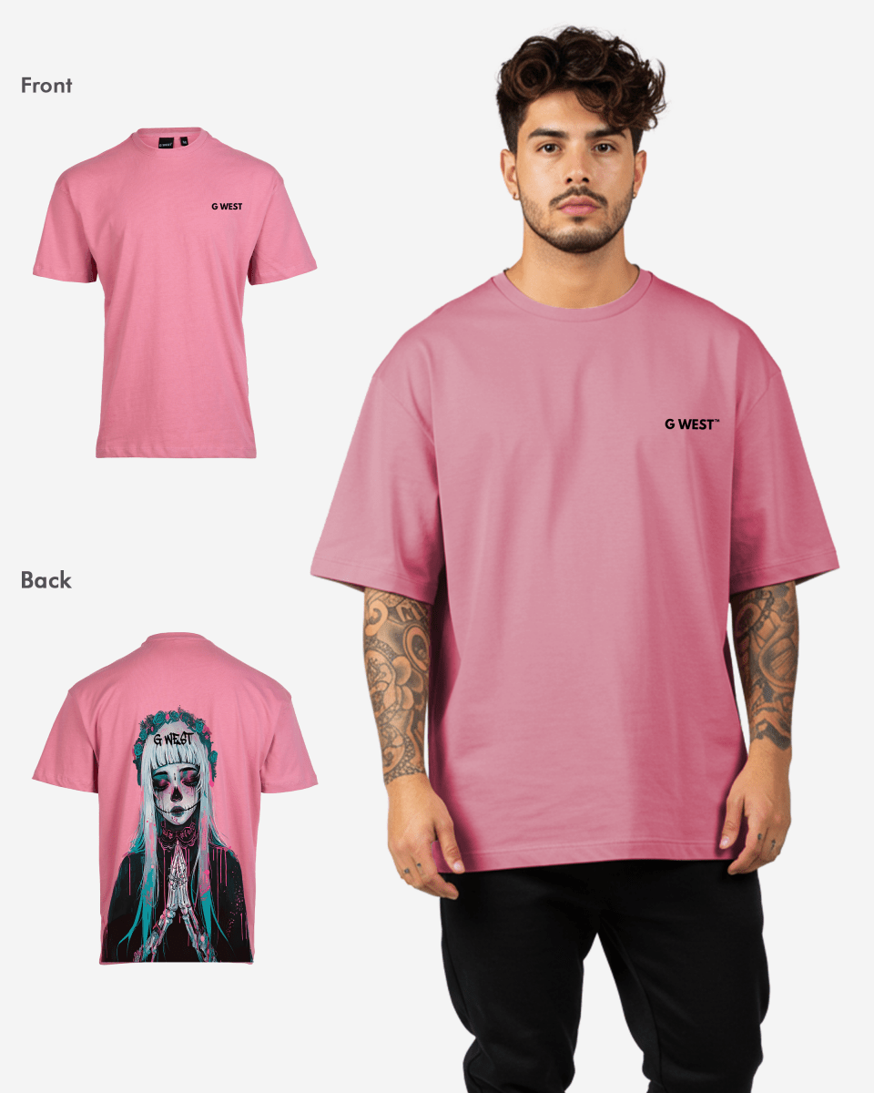 G West Mens Oversized Praying Girl T Shirt