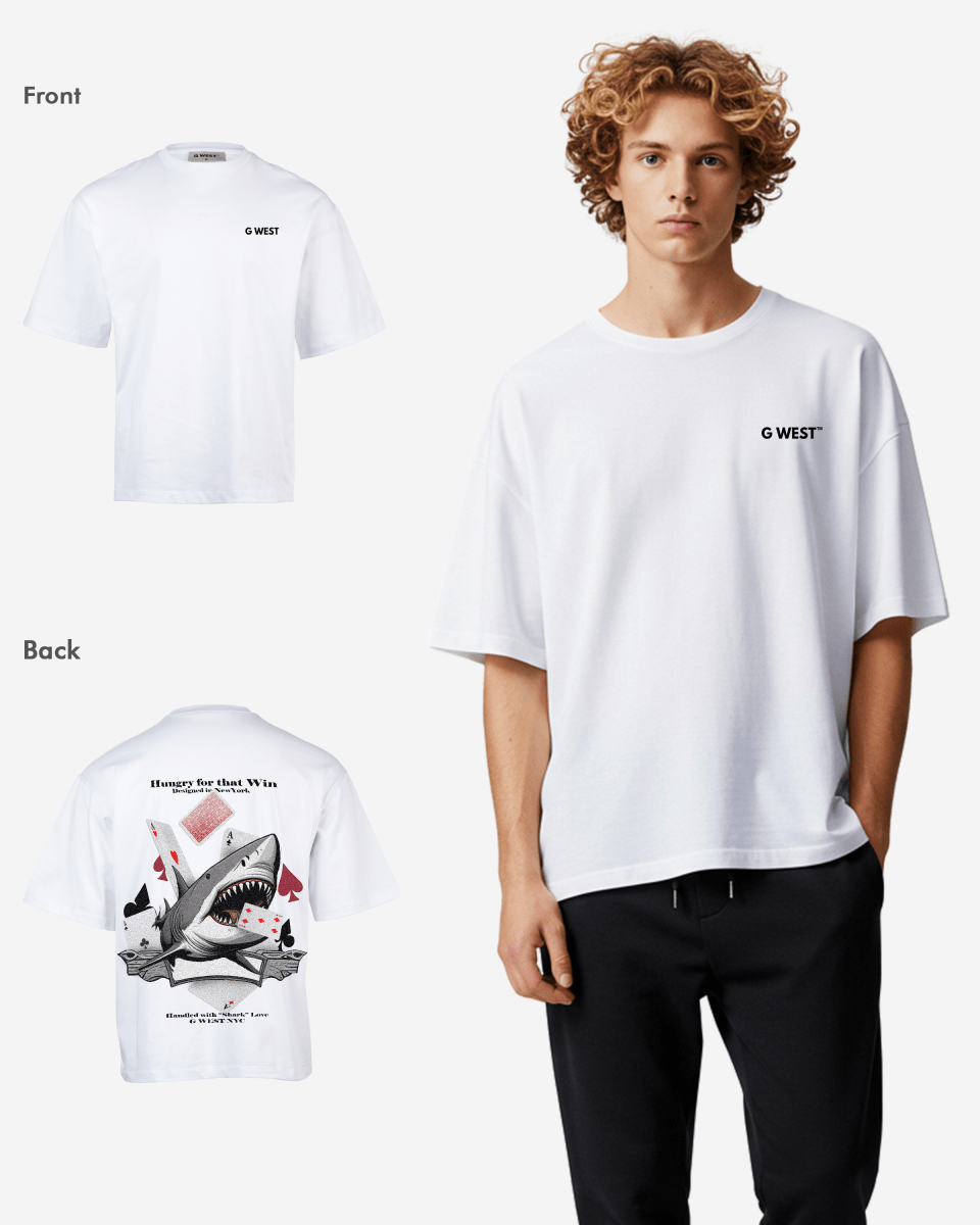 G-West G West Oversized Spade Of Sharks T Shirt Mens