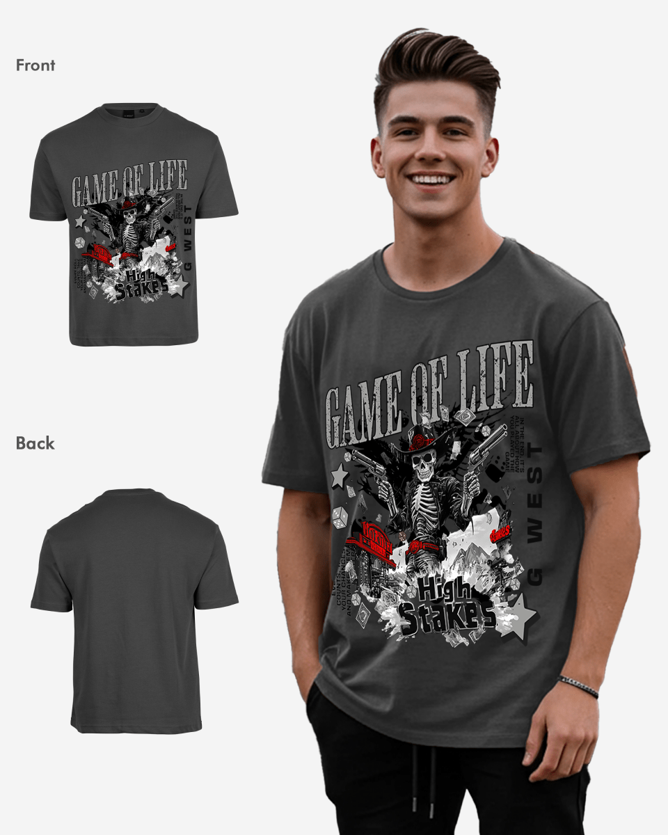 G-West G West Rhinestone Game Of Life Oversized T-Shirt Mens