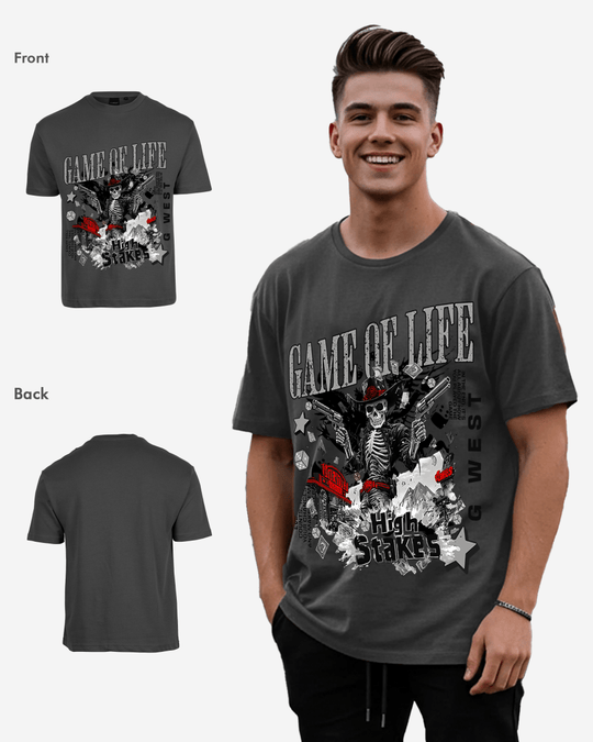 G-West G West Rhinestone Game Of Life Oversized T-Shirt Mens