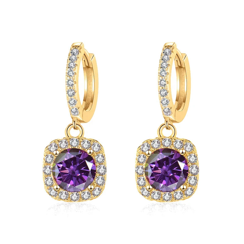 1ct GRA-Certified Moissanite Drop Earrings VVS D 18K Gold Plated 925 Sterling