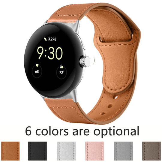 Google Pixel Watch 1-4 41mm 45mm Leather Strap - Slim