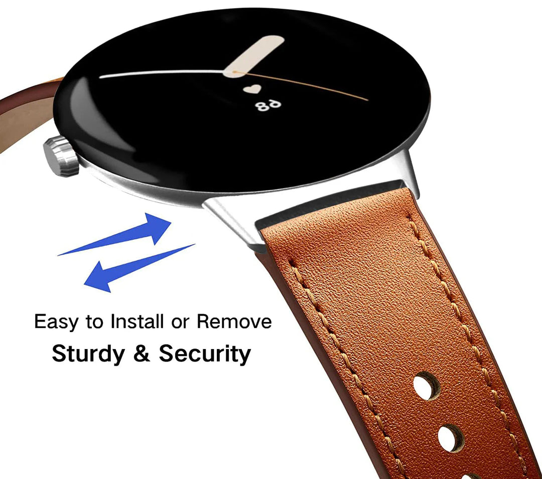 Google Pixel Watch 1-4 41mm 45mm Leather Strap - Slim