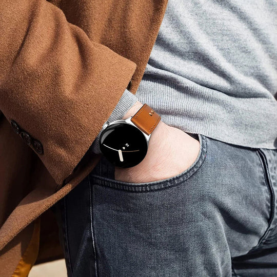 Google Pixel Watch 1-4 41mm 45mm Leather Strap - Slim